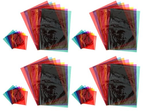 Vaguelly 105 ark cellofanark färgat cellofanpapper för gör-det-själv-konst och hantverk-förpackningar små presenter godisinslagning högtider, 11,4x8,25 tum, 3,93x3,93 tum