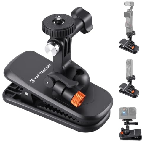 K&F CONCEPT Soporte Pinza Magnética para Mochila, Rótula de 360°, Compatible con dji Osmo Action 6/3/4/5 Pro, GoPro Hero 13-9 Negro, Insta360 X5/X4/X3 - Soporte para Cámara de Acción