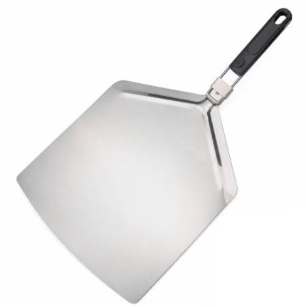 rockible Pala Pizza con Mango Plegable Metálica Utensilio Profesional para Pizzeros, Pala De Pizza De Acero Inoxidable 430, Grande, Cuadrada, Con Mango De Goma Y Caja De Cartón