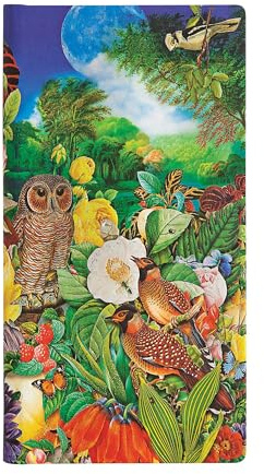Paperblanks Naturcollagen Garten im Mondschein Notizbuch Schlank Liniert, Slim (180 x 90)