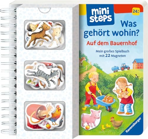 ministeps: Was gehört wohin? Auf dem Bauernhof; Magnetbuch ab 2 Jahren, Kinderbuch: Mein großes Spielbuch mit 22 Magneten. Ab 24 Monaten