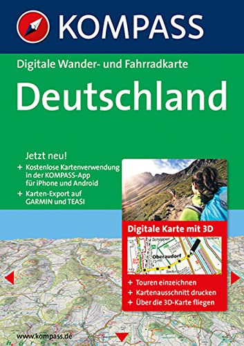 KOMPASS Digitale Karten Deutschland 3D: Digitale Wander-, Rad- und Skitourenkarte