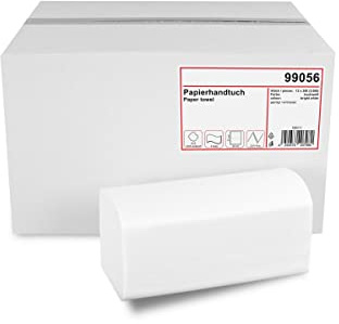 Papierhandtücher für Spender | Zellstoff hochweiß, 2-lagig, 25 x 23 cm | 3.000 Blatt verpackt in 12 x 250 Blatt | praktischer V-Falz für Handtuchspender in Toiletten, Büros, Praxen und Studios