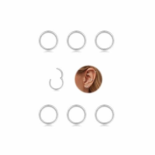Milacolato 6-8 st 316L rostfritt stål uppgraderad ledad klicker ringar näsa septum segment ring ärm örhängen brosk piercing för herr dam, Rostfritt stål
