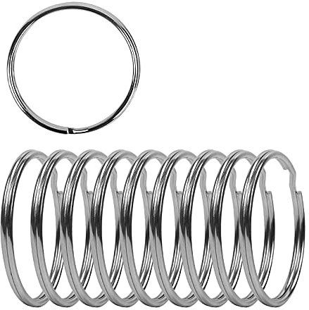 2 Inch Flat Key Rings - Large Split Key Rings - Silver Steel Round Edged Circular Keychain Ring Clips - Sturdy Key Chain Ring Connector (Pack of 10)