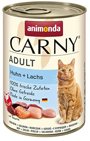 animonda Carny Adult Huhn + Lachs (6 x 400 g), Katzennassfutter für ausgewachsene Katzen, Nassfutter mit 100 % frischen, fleischlichen Zutaten, Katzenfutter ohne Getreide und Zucker