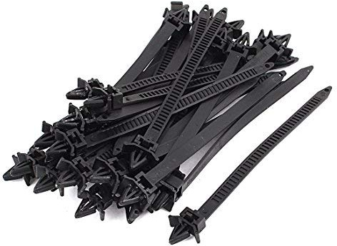 N/A 8mmx150mm Nylon Black Winged End Push Mount Electric Cable Tie 30 Pcs