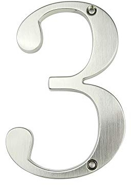 HASWARE Husnummerskylt 4 tum (10 cm) Moderna dörrenummer Skyltar Platta Street Hemadress Siffror Zinklegering (Silver, 3)