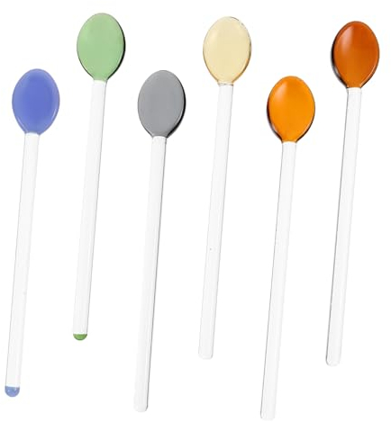 Cabilock 6pcs Heat Resistant Glass Stirring Spoon Long Handle Glass Dessert Spoon for Coffee