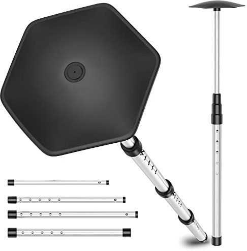 Rhino Valley Golf Reisetaschen Stützstange, Aluminium Golf Stützstange Sechseckig Schlagfestig Golf Reiseabdeckung 4 Teleskop Verstellbar Stützstange mit Aufbewahrtasche für Golfschlägerschutz, Silber