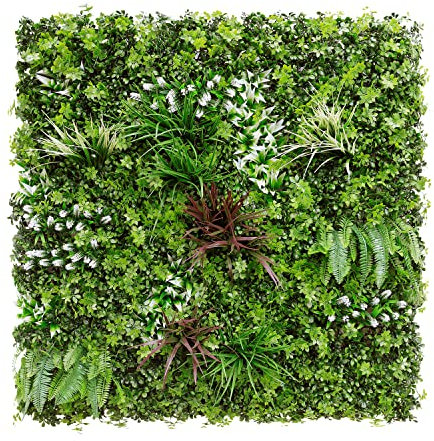 ECOOPTS Gardendecors Depot Faux Efeu Sichtschutzzaun, künstlicher Buchsbaumpaneele, Formschnitt-Hecke, Pflanzen, UV-Schutz, Innen- und Außenbereich, Dekoration, #5 gemischte Blätter, 1 Packung