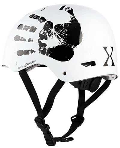 Nils Extreme Fahrradhelm für Erwache – Sicherer Helm Damen und Herren – Skaterhelm mit Größenanpassung – Stadthelm für Fahrrad Skateboard und Roller – Weiß – L – MTW03