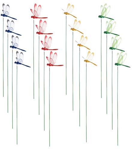 Toyvian 16stücke Kunststoff Libellen Gartendekoration Stecker Realistische Libellenfigur Libellen Deko Stecker Für Blumentöpfe Dekorative Ornamente Für Terrasse Rasen Weg Blumenbeet