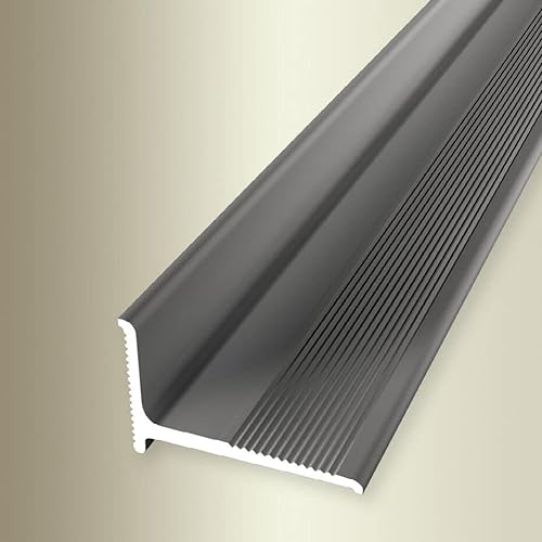 PROVISTON | Abschlussprofil | Breite: 21 mm | Höhe: 15 mm | Länge: 2700 mm | Aluminium eloxiert | Wandabschlussprofil | Gerillt | Edelstahl | Selbstklebend
