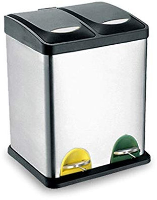 Poubelle INOX Poubelle Recyclage Est Divisée en Trois Barils De Pied Flip De Chrome (Chrome 16 litres)