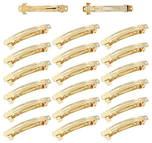 Cinaci 20 Pack 3 Zoll Blank Einfache DIY Handwerk Gold Metall Französisch Haarspangen Druckknopf Haarspangen Verschlüsse für Frauen Mädchen Teenager Haarschmuck (8 cm / 3 Zoll)
