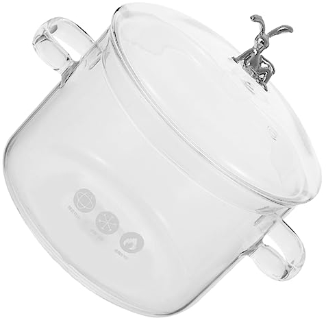 BESTonZON Glass Cooking Pot with Lid High Borosilicate Heat-Resistant Stew Pot for Milk Noodles Vegetables Home Stove