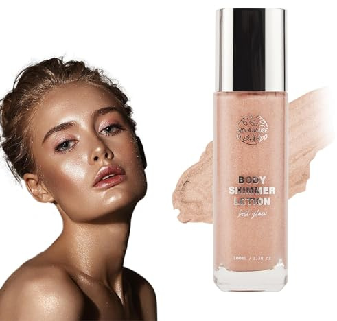 Body Glow Schimmer - Sparkly Lotion Moisturizing Body Luminizer - Wasserfestes Body Luminizer Shimmer Oil, 100 ml, nicht klebende Glitzer-Körperlotion für strahlende Haut, bezauberndes Make-up Firulab