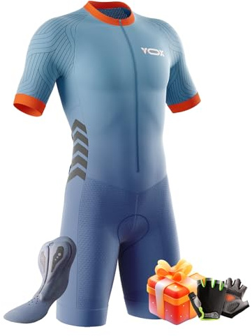 Nuovi Tuta da triathlon da uomo,Tuta da Triathlon a Maniche Corte da Uomo,Abbigliamento Ciclismo monopezzo MTB Body Trisuit Cycling Skinsuit+Triathlon Unisex