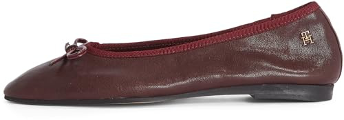 Tommy Hilfiger Bailarinas Mujer Soft Leather con Lazo, Rojo (Burgundy Velvet), 36