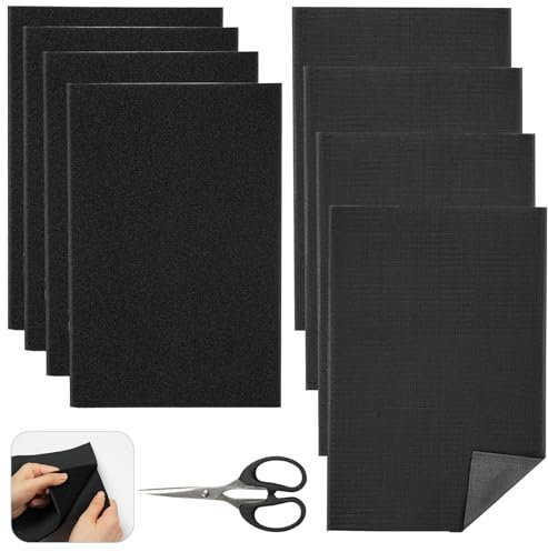 Celepoir 4 Paia A4 Nastro da Cucire con Forbici, 20x30cm Nastro da Cucito, Hook & Loop Striscia Nero, Hook und Loop Striscia per Tessuto, Zanzariere, Tessuti, Stoffe, Cuscini & Murales