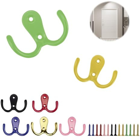 0XBIT Garderobenhaken, 7 Stück Farbe Kleiderhaken, mit Schrauben Kleiderhaken Wand, Oberflächengalvanisierungsbehandlung, 7 Leuchtende Farben, Geeignet für Schlafzimmer Badezimmer und Küchen