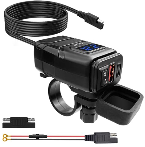 Newaner Cargador USB para Moto, Toma Impermeable, Adaptador de Carga Rápida para Motocicleta, Compatible con Manillar de 19-22 mm