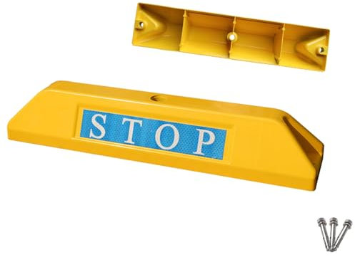 Einparkhilfe aus Aluminiumguss, 2-Teilige Einparkhilfe Garage, Radstopper mit Reflektierenden Schildern, für Einfahrt, Garage(Yellow)