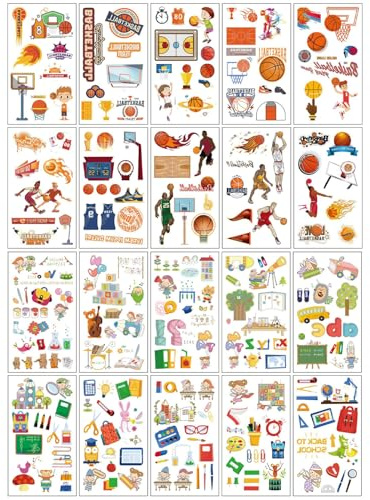 KGDUYC Aufkleber Basketball Einschulung - 20 Bögen Basketball Schulanfang Sticker für Basteln Schultüten,Geschenk zum Schulanfang,Schultüte Füllen Ideen,Einschulung Deko für Mädchen und Jungen
