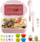 JORTINE Bento Box con scomparti, scatola per il pranzo per adulti/bambini con divisori, a tenuta stagna con posate,contenitore per snack per asilo nido, scuole, escursioni, picnic