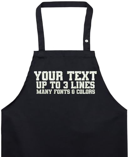 PERSOGO Schürze personalisiert - Kochschürze zum selbst gestalten - Grillschürze mit Name/Wunschtext - Verstellbare Barbecue Schürze - custom Apron mit Stickerei