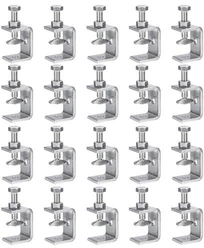 sourcing map Stainless Steel C-Clamp 1.46 Inch / 40mm Wide Jaw Opening 0-37mm Clamping Range Stainless Steel C-Clamp for Woodworking Welding Building Household Mount 20Pcs