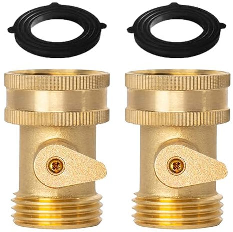Joywayus Brass Shut-Off Valve 3/4 GHT Connector for Garden Water Hose (Pack of 2)