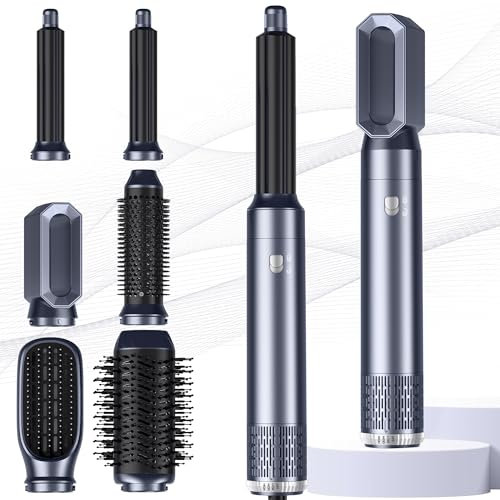 Hair styler 6 in 1 Air Styler mit 1000w Haartrockner, 200 Million Lonen Warmluftbürste, Rundbürste, Föhnbürste, Automatischem Lockenwickler, Glättbürste, Hairstyler Airstyler für Alle Haartypen