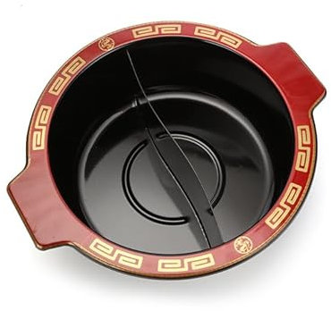 IUYIXWFP Dual Flavor Shabu Hot Pot, Household Heat Resistant Dual Sided Hot Pot, Non-Stick Cookware Stockpot for Gas Stove, Alcohol Stove,Electric Ceramic Oven,28cm