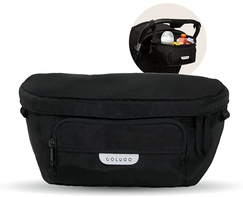 Colugo On-The-Go Stroller Organizer Insert with Zipper, Caddy with Cup Holder, Stroller Accessories for Parents specially designed to fit to your stroller with Non Slip Straps (Black)