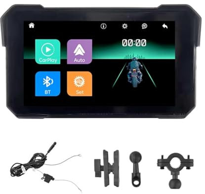 Ohulelks Schermo di Navigazione GPS Portatile per Moto da 5 Pollici, Wireless, Carplay, Android Auto, IP68, Display Impermeabile, Bluetooth