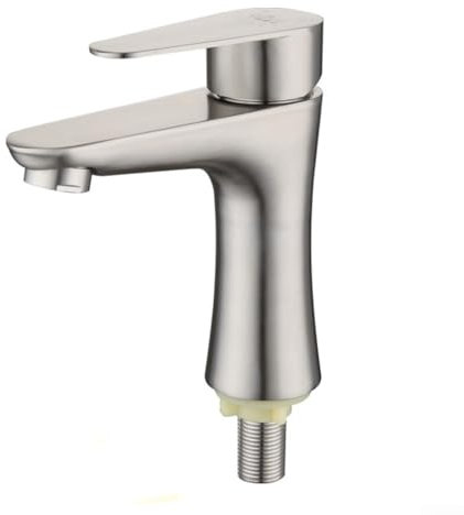 SMZhomeone Kaltwasserhahn Edelstahl Einhebel Kaltwasserhahn für Badezimmer Waschbecken Gäste-WC Weicher Wasserfluss und verhindert Spritzen