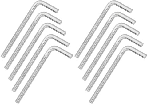 sourcing map Lot de 10 vis à boulon à angle droit en forme de L M8 x 100 mm, en acier inoxydable 304 en forme de L, long carré
