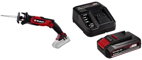 Einhell Scie universelle sans fil TE-AP 18/13 Li Solo Power X-Change (18 V, hauteur de course 13 mm, profondeur de coupe 50 mm dans le bois, avec accessoires) avec Chargeur et Batterie 2,5Ah