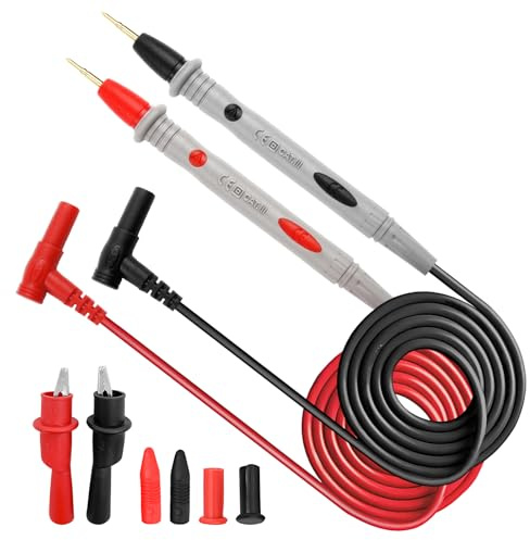 Multimeter Leads Kit, CAT III 1000V CAT IV 600V 20A Silicone Test Leads | Alligator Clips Test Probe Replaceable for Digital Multimeters Clamp Meters Electric Tester, Extra Long 85cm, 4mm Banana Plug