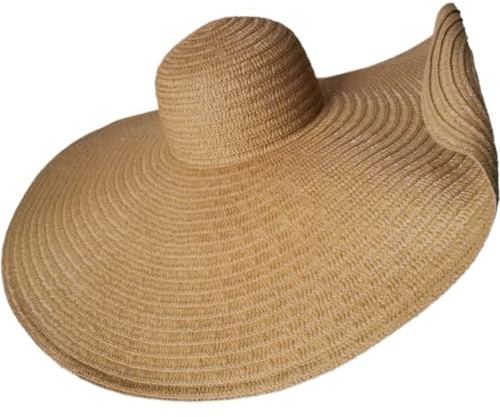 Fituenly Överdimensionerad strandstråhatt för kvinnor, extra stor visirhatt brett brätte, handgjord upprullbar slapphatt, sommar strandmössa för kvinnor när du reser
