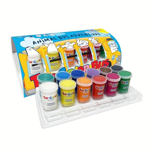 Toy Color Animal Bus Tempera Paint, Pack of 12 x 25 ml | Washable Paints for Kids, Poster Paint