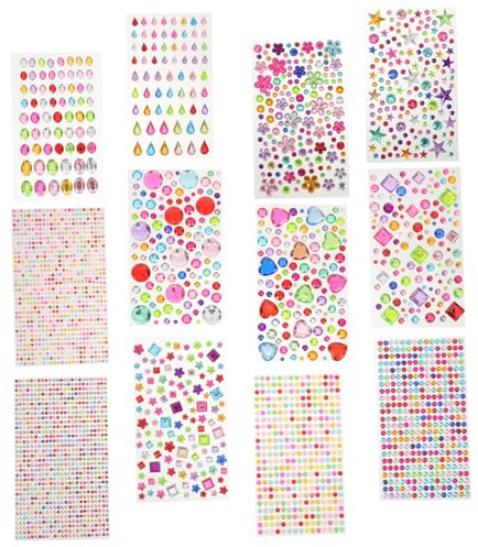 VALICLUD 12 Sheets Decorative Gem Patch Self Adhesive Gems Stick Gemstone Stickers Daily Face Jewels Clothing Rhinestone Decal Teardrop Flatback Rhinestone Self-adhesive Gemstones Acrylic