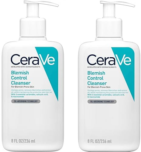 CeraVe Blemish Control Gesichtsreiniger Duo Pack - 2% Salicylsäure & Niacinamid - Anti-Blemish Daily Gel Cleanser für fettige, zu Unreinheiten neigende Haut, 236 ml x 2