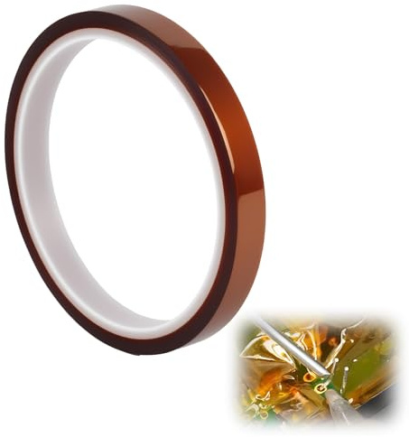 High Temperature Polyimide Kapton Tape 10mm x 33m, Heat Resistant Tape, Heat Resistant Brown Adhesive Tape for Electrical Insulation, PCB Protection, and High-Temperature Applications, No Residue
