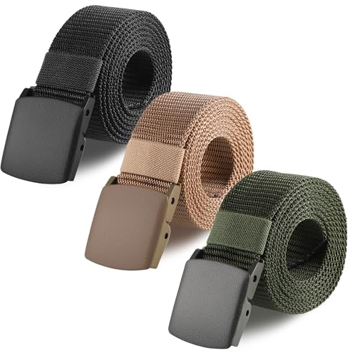 Zourglow Cintura di Nylon Uomo, 3 Pezzi Regolabile Cintura da Lavoro con Plastica Fibbia, Cintura Tattica Militare per Sport Tempo, Cintura Tattica Militare per Sport Tempo