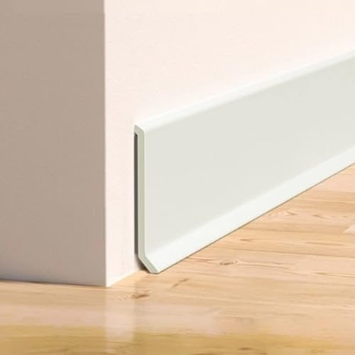 Coayuou Zierleisten Selbstklebend PVC Flexible Sockelleiste Länge: 5M Fussleisten Sockelleisten Kunststoff Für Jedes Zimmer, Schützt Wände Vor Schmutz, Wasser Und Kratzern(White,5cm)