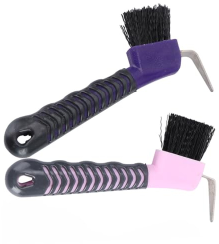 FIXOSHEE 2 STÜCK Teiliges Pferde hufkratzer Bürste Robustes Hufhaken putzwerkzeug zur Hufreinigung Ergonomischer Gummigriff Vielseitig für Pferde und Outdoor schuhsohlen Zufällige Farbe