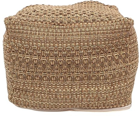 Odoukey Funda otomana Cuadrada para puf étnico de 17 x 17 x 13 Pulgadas, puf extraíble de Lino y algodón, reposapiés para sofá, Dormitorio, Sala de Estar, reposapiés para